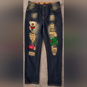Classic B FZ/T81006-2017 Model, Men Size 34 Distressed Patches High Rise